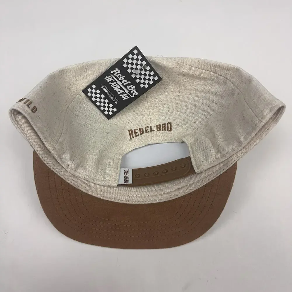 Rebel Bro Work Wild Junior Snapback Hat Teens One Size Beige Brown Brim Cap